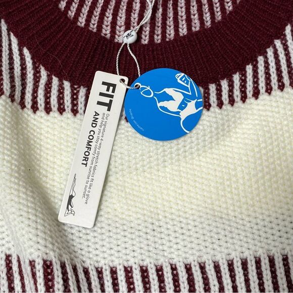 NWT Cupshe Striped Burgundy & White Knit Sweater Tunic / Dress Women's Size M - Picture 7 of 16